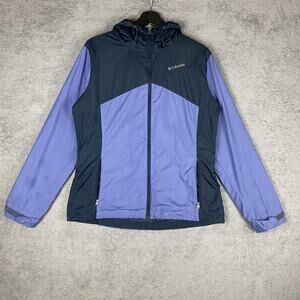 Columbia Jacket Womens Large Hooded Full Zip Windbreaker Omni-Shield Outdoors